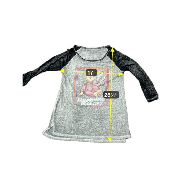 Guardians Of The Galaxy Vol. 2 Groot Raglan Burnout Tee Sz XL Gray Black - Picture 6 of 8
